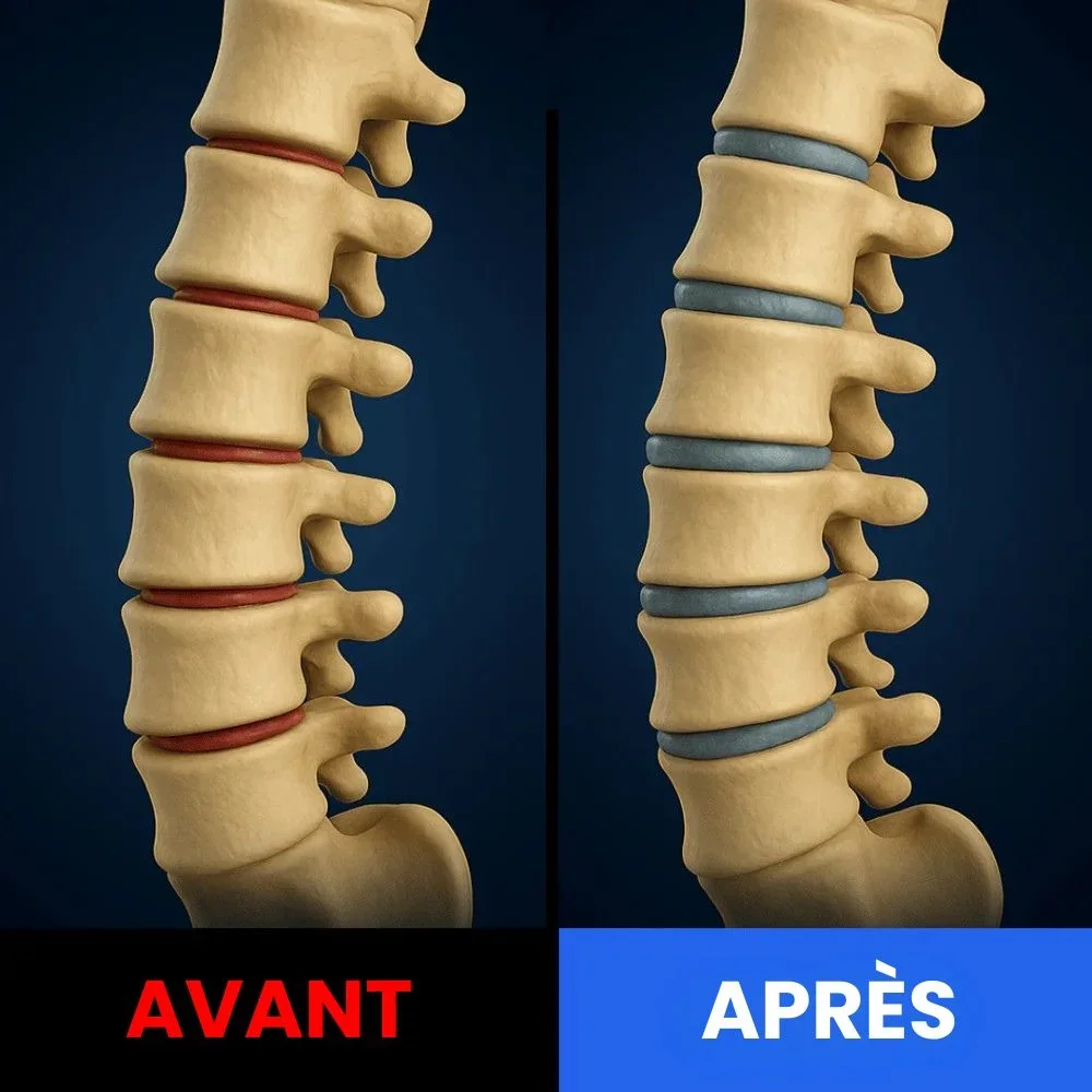 Comparaison avant/après d'une colonne vertébrale lombaire